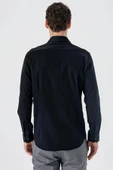 Siyah Uzun Kollu   Sert Yaka Cepsiz  %100 Pamuk Klasik Slim Fit Dar Kesim Gömlek 1004235424 thumbnail 6