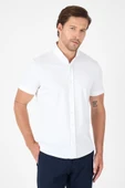 Beyaz Kısa Kol Düğmeli Yaka Cepsiz Performans Ürün Slim Fit  Gömlek 1004250256 thumbnail 4