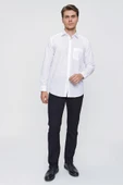 Beyaz Uzun Kol Düz Bez Ayağı Sert Yaka Cep 30 Pamuklu Basic Comfort Fit Gömlek 1004250051_600 thumbnail 5