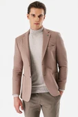 Vizon Desenli Mono Yaka Astarlı Çift Yırtmaç 6 Drop Slim Fit Dar Kesim Klasik Ceket 1002240150 - 2