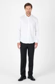 Beyaz Sert Yaka Düz Classic %100 Pamuk Slim Fit Gömlek 1004250324 thumbnail 2