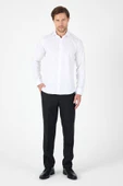 Beyaz Uzun Kol Yarım İtalyan Yaka Cepsiz Non Iron Slim Fit Pamuklu Gömlek 1004250267 thumbnail 4