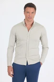 Gri İtalyan Düğmeli Yaka UzunKol Cepsiz Slim Fit Gömlek 1004250254 thumbnail 1
