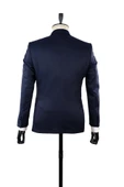 Koyu Lacivert Mono Yaka Astarlı Yelekli 6 Drop Slim Fit Smokin Damatlık 1001210100 thumbnail 3