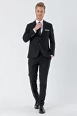 Siyah Gabardin Kırlangıç Yaka 6 Drop Slim Fit Dar Kesim Basic Takım Elbise 1001245011 thumbnail 5