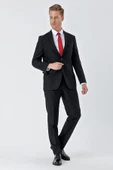 Siyah Gabardin Mono Yaka Astarlı 6 Drop Comfort Fit Rahat Kesim Basic Takım Elbise 1001235010 - 2