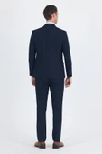 Lacivert Düz Gabardin Kılıç Yaka 2 Düğme Pamuklu 6 Drop Slim Fit Basic Takım Elbise 1001250011_206 thumbnail 5