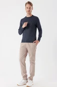 Koyu Lacivert Uzun Kollu Örme Bisiklet Yaka Casual Slim Fit Sweatshirt 1013235101 thumbnail 4
