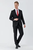Siyah Gabardin Mono Yaka 8 Drop Slim Fit Dar Kesim Basic Takım Elbise 1001240006 thumbnail 2