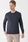 Koyu Lacivert Uzun Kollu Örme Bisiklet Yaka Casual Slim Fit Sweatshirt 1013235101 thumbnail 2