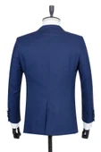 Lacivert Gabardin Mono Yaka Astarlı Yelekli 6 Drop Slim Fit Dar Kesim Smokin Damatlık 1001195166 - 3