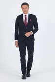 Siyah Mono Yaka Yarım Astar 6 Drop Slim Fit   Beli Lastikli Takım Elbise 1001250121 thumbnail 2