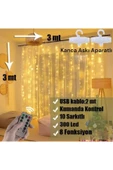 300 Ledli 10 Sarkıt Perde Led Işık-8 Fonksiyon, Uzaktan Kumandalı, 3x3 Metre - 1