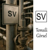 Metal SV Safety Valve İşareti Alüminyum Düz 25x25 cm SV Levha Emniyet Ventili İş Güvenliği thumbnail 2