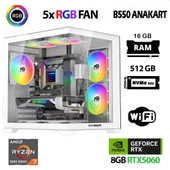 Xaser Sword X60 Eko Ryzen 7 5700X 16GB Ram 512GB M.2 NVMe SSD 8GB RTX5060 Masaüstü Oyuncu Bilgisayarı - 1