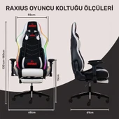 RaXius GC3001BW Masajlı,RGB,4D Kolçaklı,Ayak Destekli Oyuncu Koltuğu, Siyah- Beyaz thumbnail 2
