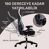 RaXius GC3001BW Masajlı,RGB,4D Kolçaklı,Ayak Destekli Oyuncu Koltuğu, Siyah- Beyaz thumbnail 5