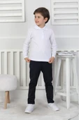 Erkek Çocuk %100 Pamuk Beli Lastikli ve Kordonlu Okul Pantolonu 12270 - 3