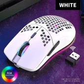 Valkyrie Kablosuz Petek Tasarım Şarjlı Gaming Mouse – RGB Aydınlatmalı 3200 DPI Ultra Hafif Beyaz - 5