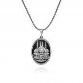 Ayasofya Camii İşlemeli 60 cm 925 Gümüş Kolye - 1
