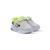 Unisex Bebe Beyaz Sarı Figürlü Işıklı Cırtlı Sneaker Günlük Spor Ayakkabı - 1