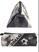 Kalem Kutusu Siyah Beyaz Futbol Üçgen Kalemkutu Jumbo Vegan Deri Kalemlik thumbnail 2