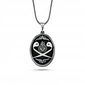 Çift Vav Harfi Allah Yazılı 60 cm 925 Gümüş Kolye thumbnail 1