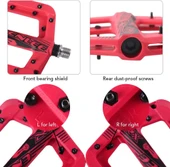 Enlee Renkli Çivili Kaymaz Platform Pedal MTB Rulmanlı Plastik Alüminyum Pedal Ultra Hafif Mor thumbnail 7