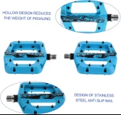 Enlee Renkli Çivili Kaymaz Platform Pedal MTB Rulmanlı Plastik Alüminyum Pedal Ultra Hafif Mavi thumbnail 3