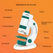 TriLine Mikroskop Deney Seti 180X Portatif LED Işıklı Eğitici Öğretici 21 Parça Mobil Mini Taşınabilir thumbnail 5