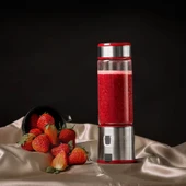 450 ml Taşınabilir Smoothie Blender Şarjlı Paslanmaz Çelik Bıçaklı Mikser Yedek Silion Kapaklı - 6