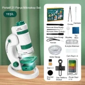 TriLine Mikroskop Deney Seti 180X Portatif LED Işıklı Eğitici Öğretici 21 Parça Mobil Mini Taşınabilir thumbnail 2