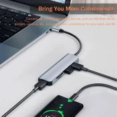 1 TO 5 USB Çoklayıcı Hafıza Kart Okyuculu USB Type-C Hub Port Adaptör - 5