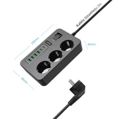 3'lü Akım Korumalı Grup Priz - Çocuk Korumalı 4USB 2 TYPE-C Portlu - 3