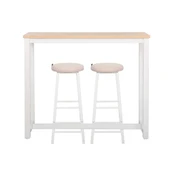 High-Rise 2 Tabureli Yüksek Ayaklı Yemek Masası - Beyaz 120x40x100 thumbnail 2