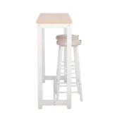 High-Rise 2 Tabureli Yüksek Ayaklı Yemek Masası - Beyaz 120x40x100 thumbnail 4