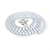 Spiral kablo toplayıcı kablo kanalı kablo düzenleyici Çapı 20mm beyaz 1.5m thumbnail 1