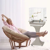 Imac Camılla Ayaklı Kuş Kafesi Kahve/gold 50x30x56/127cm - 2