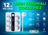 Akım Korumalı 6'lı Grup Priz 4 USB'li ve 2 TYPE-C li 6'lı Grup Priz 2 m Kablo Çocuk Korumalı - 2