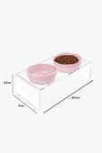 2'li Seramik Dekoratif Kedi Ve Köpek Pleksi Mama & Su Kabı Paspas Pembe - 6