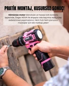 Dager NOVA 16.8V Kömürsüz Darbeli Şarjlı Matkap Vidalama Seti 60Nm, Çift Akü + 85 Parça Aksesuar + Hızlı Şarj - Pembe - 4