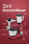 Sinbo SMX-2775 Çok Amaçlı 3ın1 Mutfak Şefi Hamur Yoğurma Kıyma Makinesi Sürahi Blender 1500w Kırmızı - 2