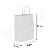 Beyaz Kraft Çanta Küçük Boy 18x8x24 cm 25 Adet thumbnail 1