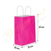 Fuşya Kraft Çanta Büyük Boy 31x12x41 cm 25 Adet thumbnail 1