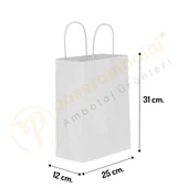 Beyaz Kraft Çanta Orta Boy 25x12x31 cm 25 Adet thumbnail 1