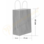 Gümüş Kraft Çanta Büyük Boy 31x12x41 cm 25 Adet thumbnail 1