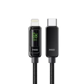 Phixi Ultimate UPD4160L 20W LCD Ekranlı Hasır Örgü ve Güçlendirilmiş Metal Başlıklı Type-C to Lightning Hızlı Şarj ve Data Kablo - 1