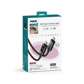 Phixi Ultimate UPD4160T 60W LCD Ekranlı Metal Başlıklı Hasır Örgü Type-C to Type-C Hızlı Şarj ve Data Kablo - 3