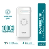 Phixi Basic PW11 10000mAh 10W Kablosuz Şarj Cihazı - Wireless Powerbank - 2 USB Port - LED Gösterge - Taşınabilir Şarj Cihazı - 7