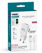 Phixi QCH202T Basic 12V / 3A Qualcomm 3.0 Type-C USB Kablolu Hızlı Şarj Cihazı thumbnail 3